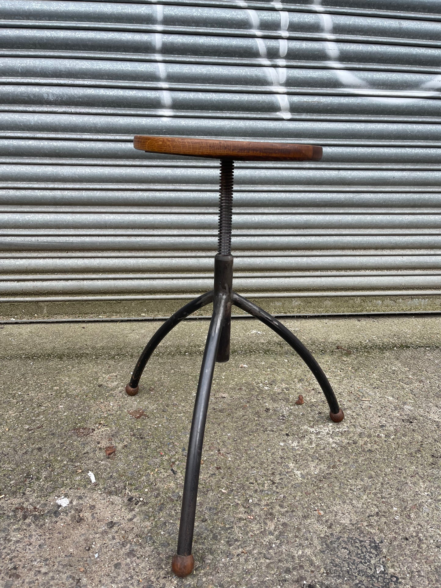 1950s Polish Adjustable Industrial Work Stool