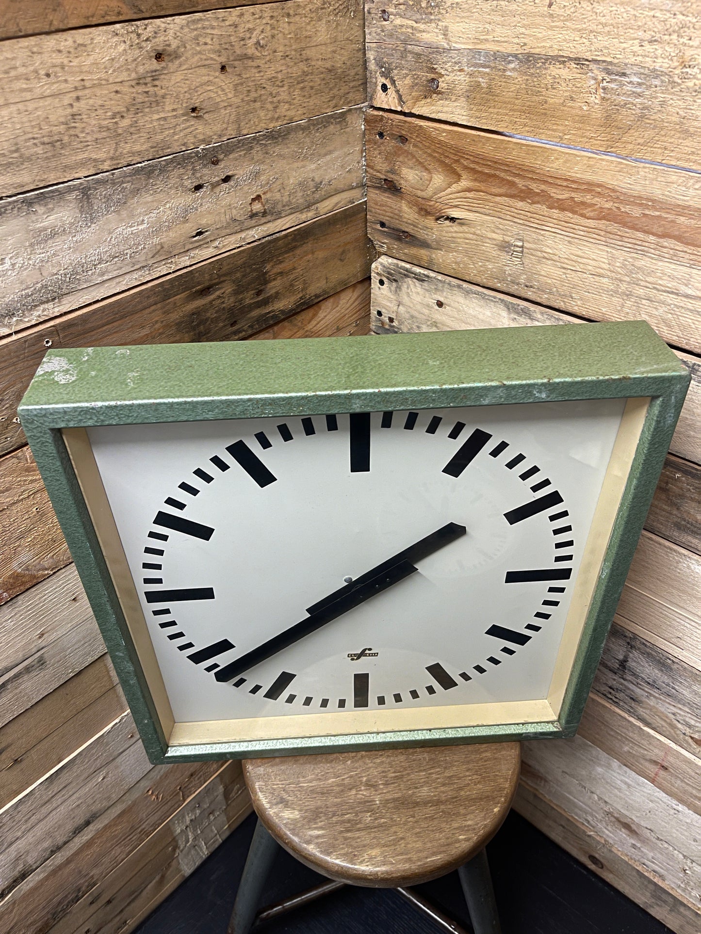 Large 1950's East German Industrial Factory Clocks By Elfema