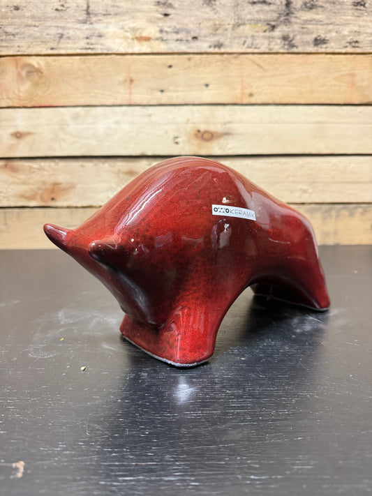 Otto Keramik Ceramic Bull West German Pottery Fat Lava
