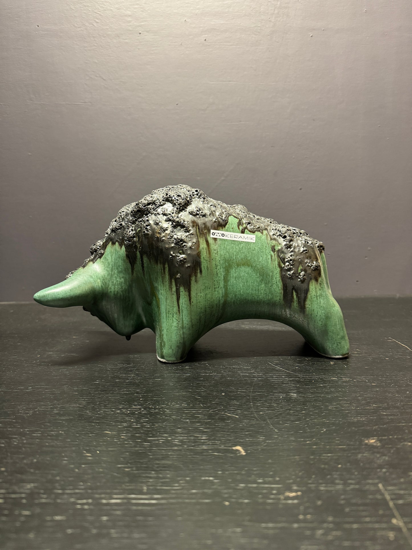 Otto Keramik Large Ceramic Bull West German Pottery Fat Lava
