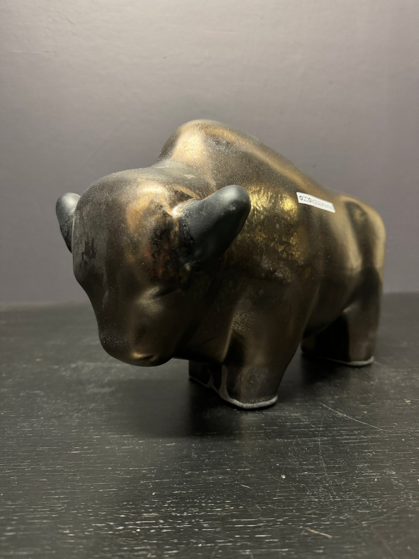 Otto Keramik Large Ceramic Bison West German Pottery Fat Lava