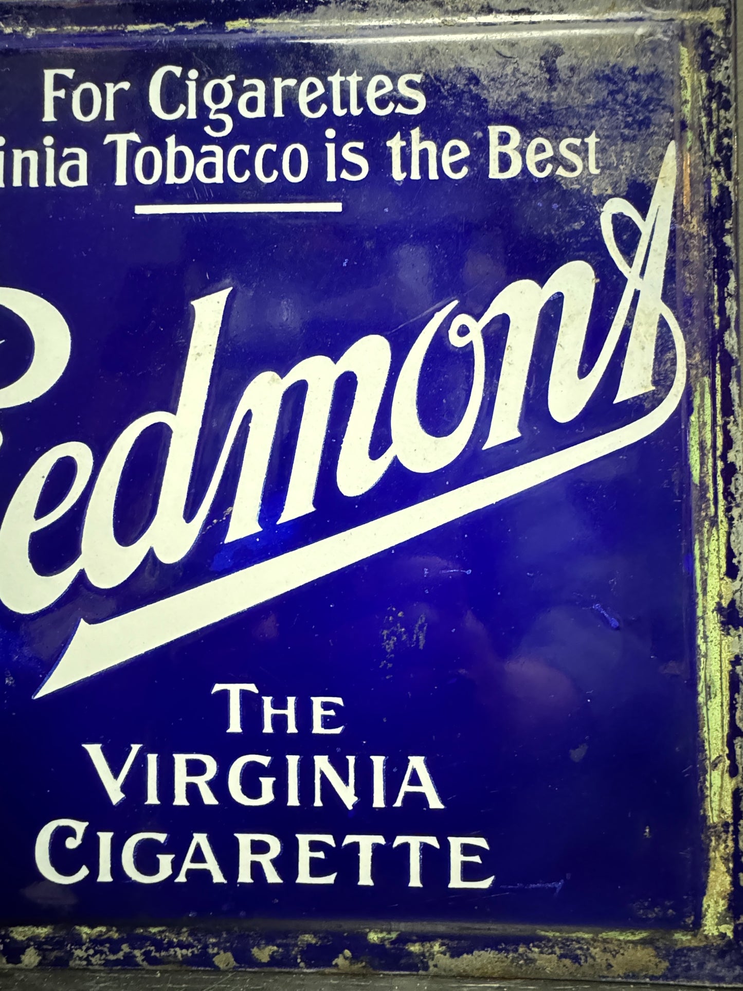 Early 1900s Double Sided Enamel Piedmont Cigarette Advertising