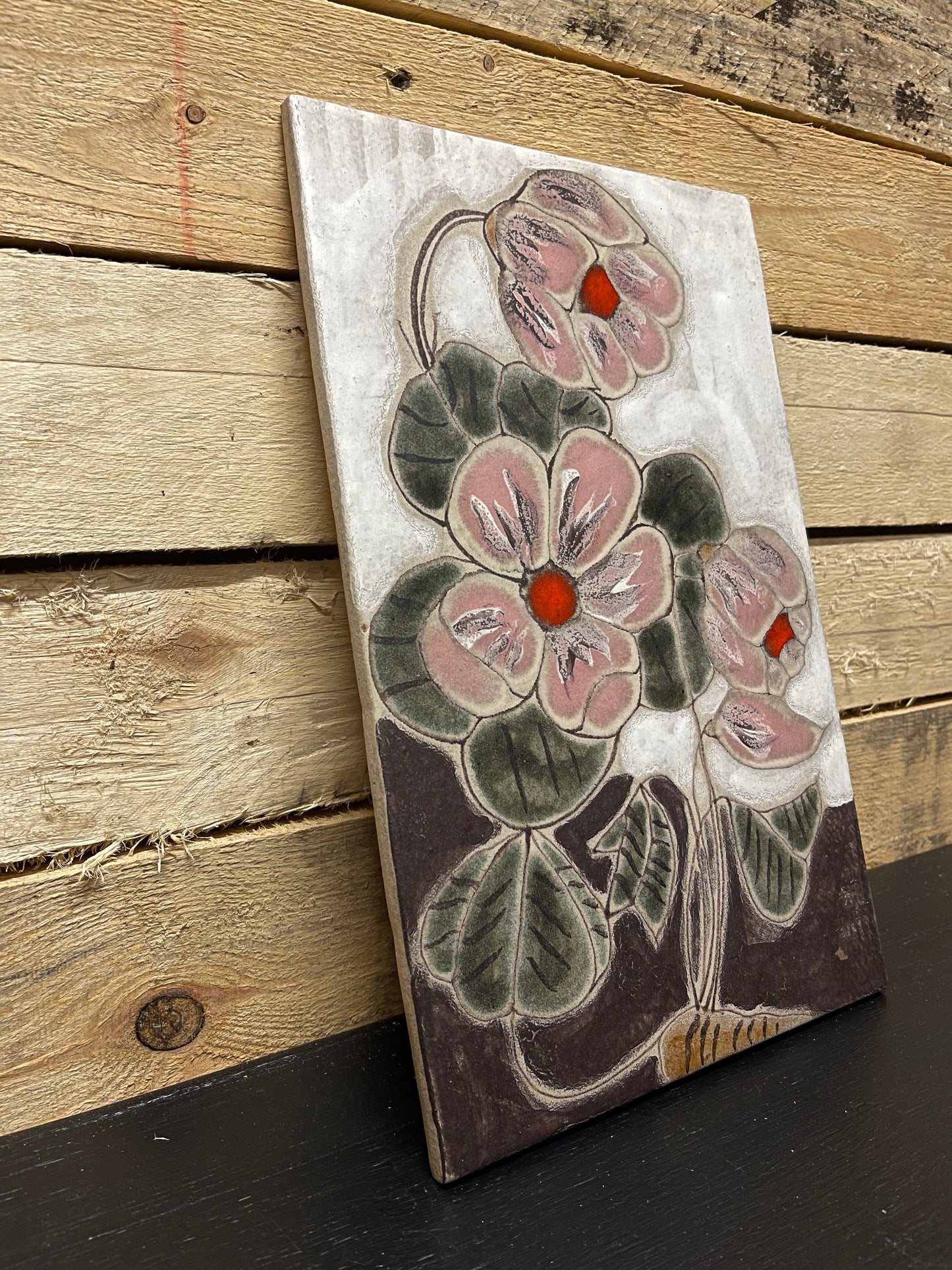 1970s West German Pottery Fat Lava Wall Tile By Ruscha Art
