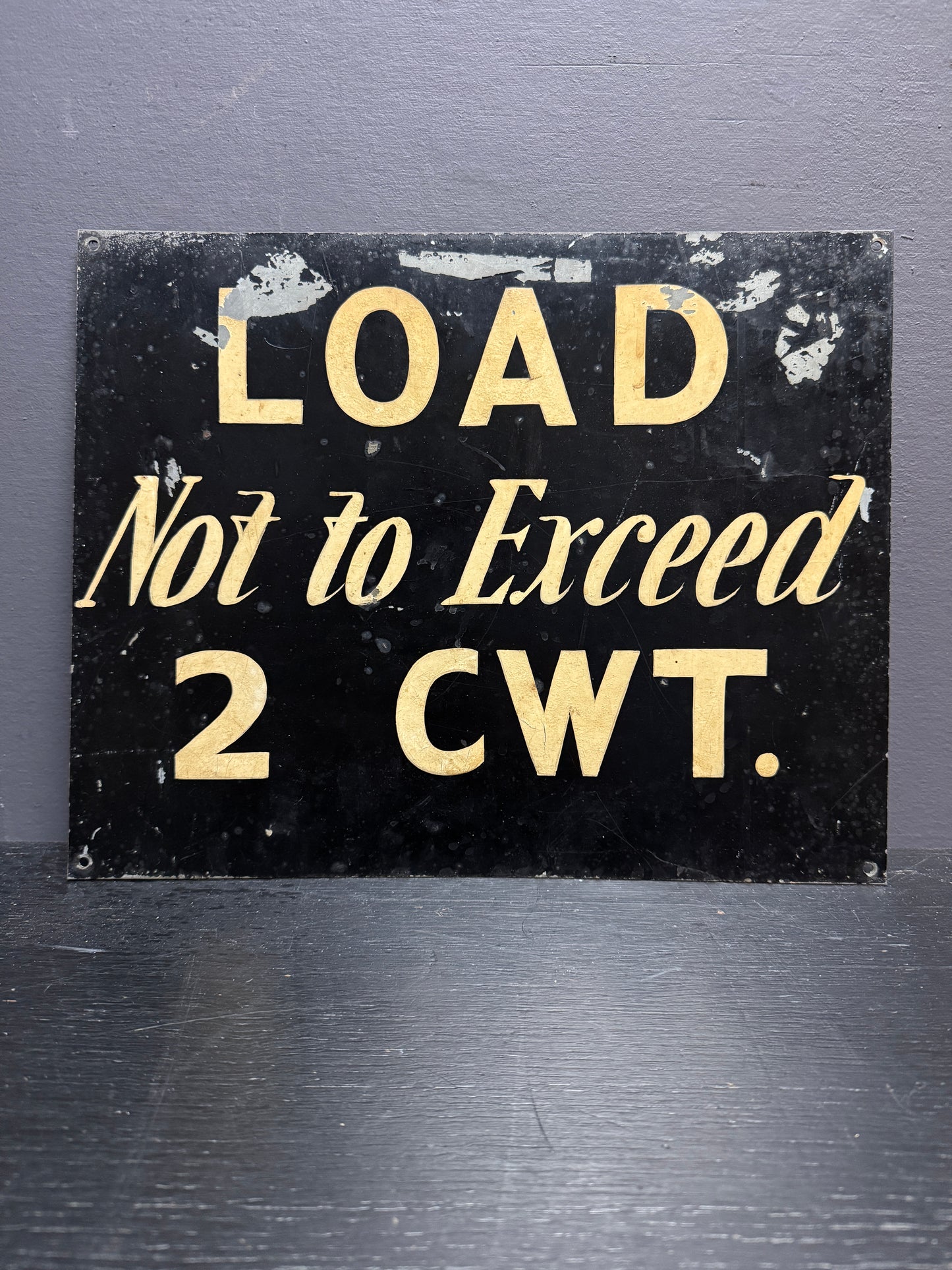 1940s Hand Painted Factory Load Weight Sign