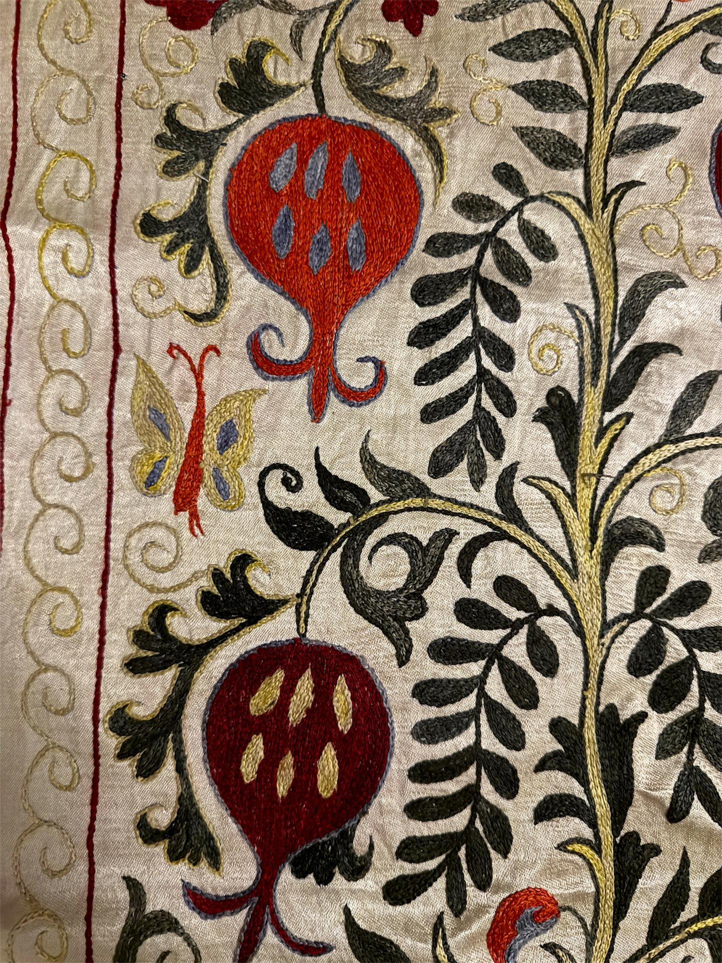 Hand Made Silk On Silk Uzbek Bukhara Suzani.