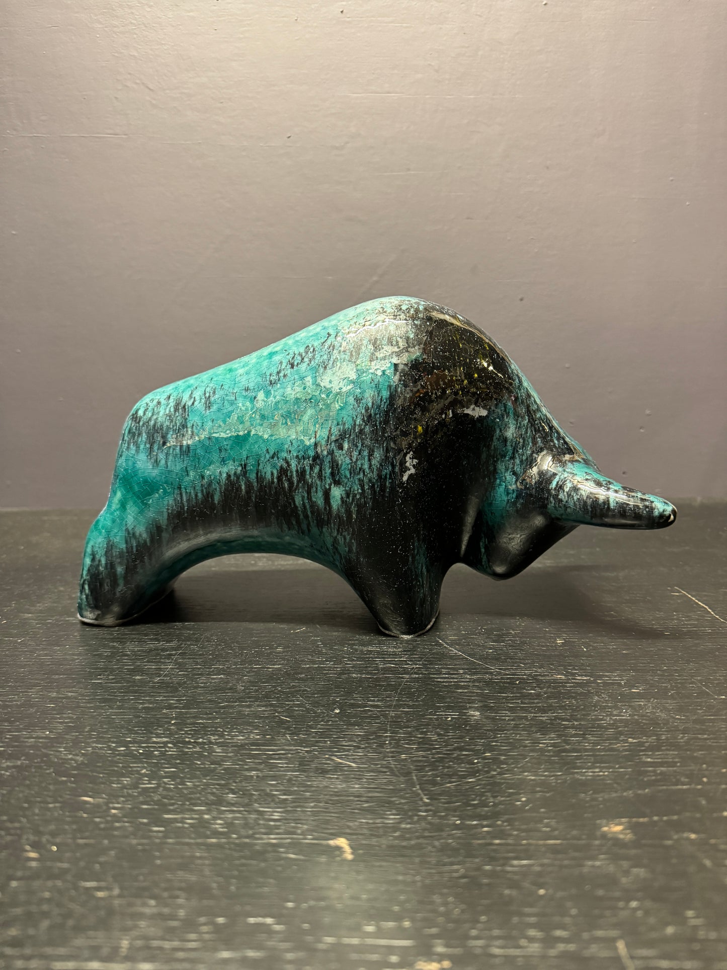 Otto Keramik Large Ceramic Bull West German Pottery Fat Lava