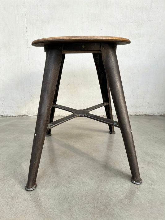 Rare 4 Leg Industrial Work Stool By Ama 1930s