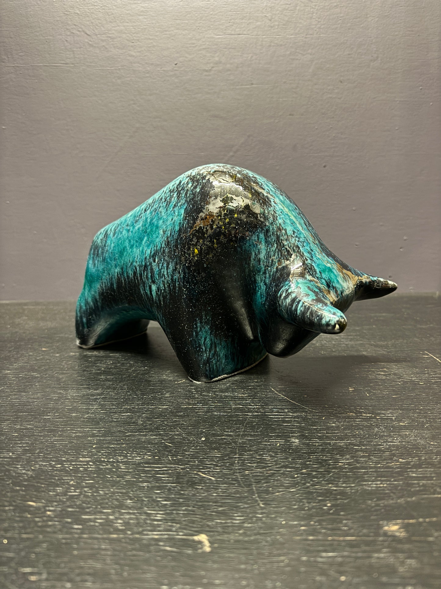Otto Keramik Large Ceramic Bull West German Pottery Fat Lava