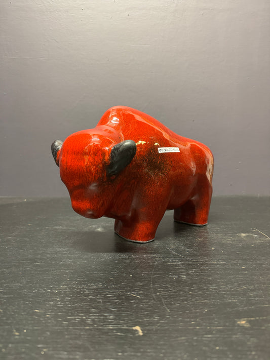 Otto Keramik Large Ceramic Bison West German Pottery Fat Lava