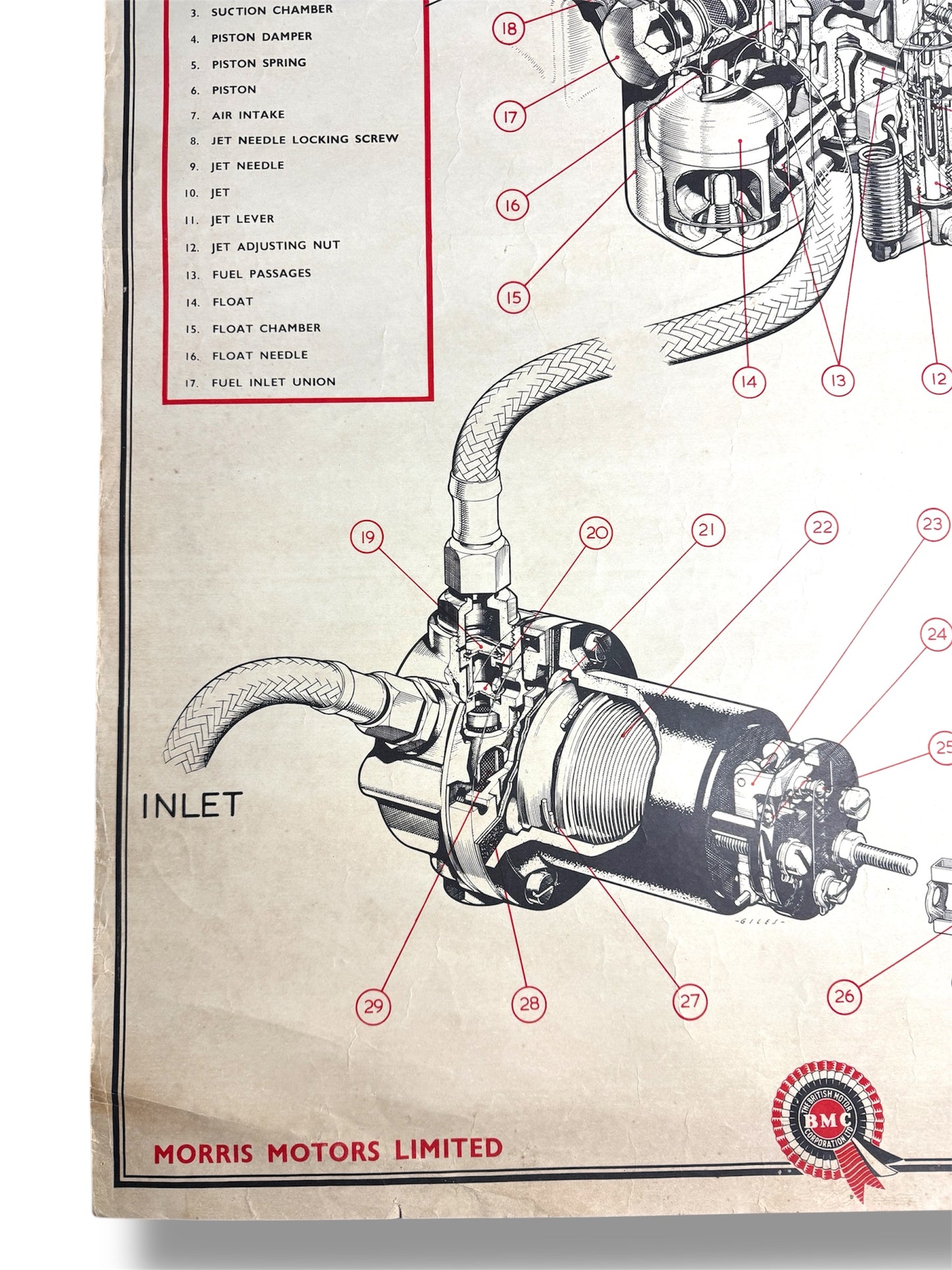 B.M.C. British Motor Corporation Educational Poster Circa 1950s