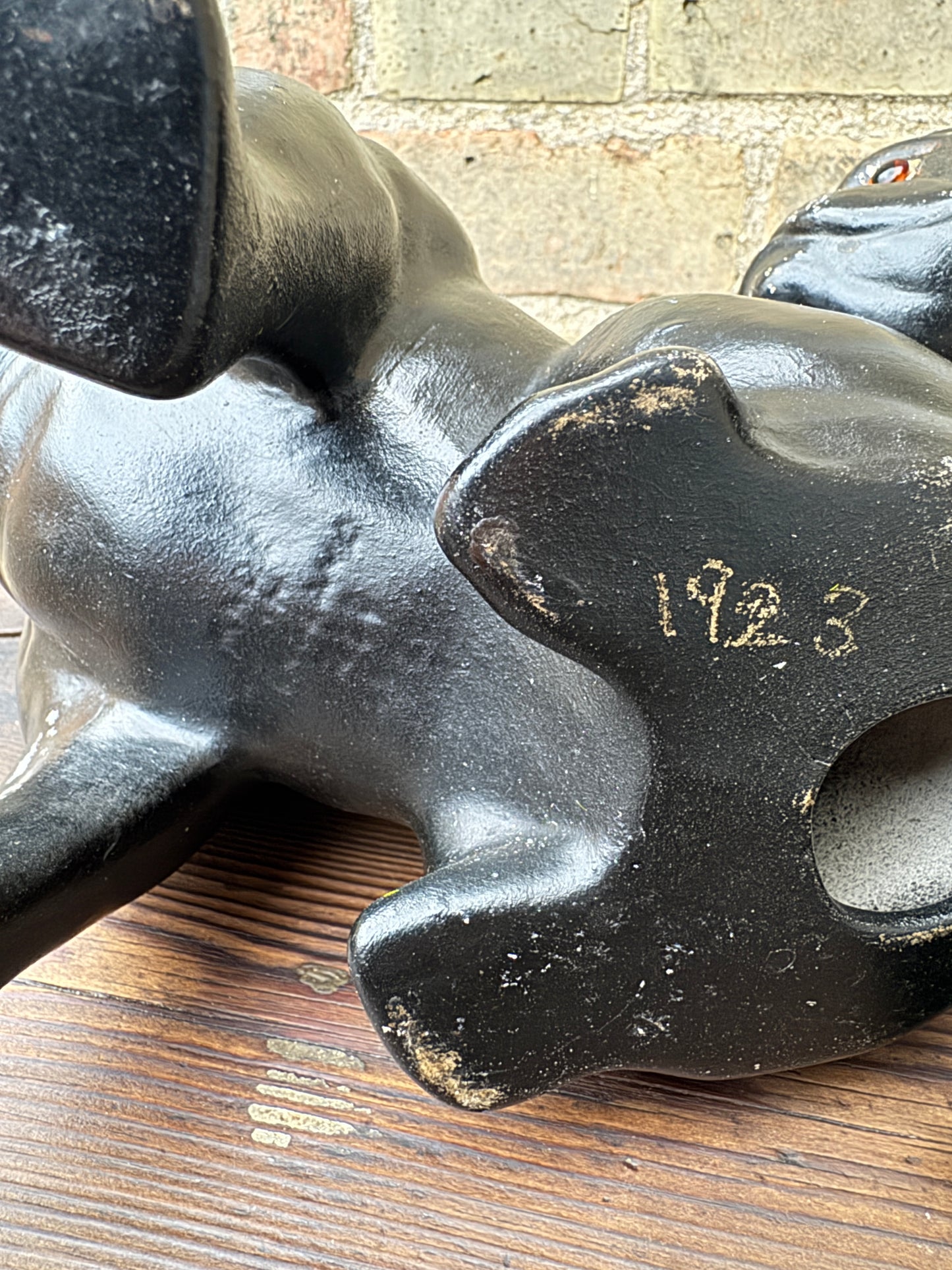 Pair Of Ceramic Bulldogs Dated 1923