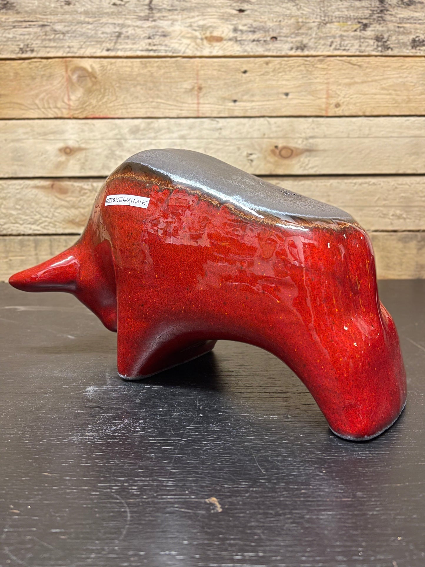 Otto Keramik Large Ceramic Bull West German Pottery Fat Lava