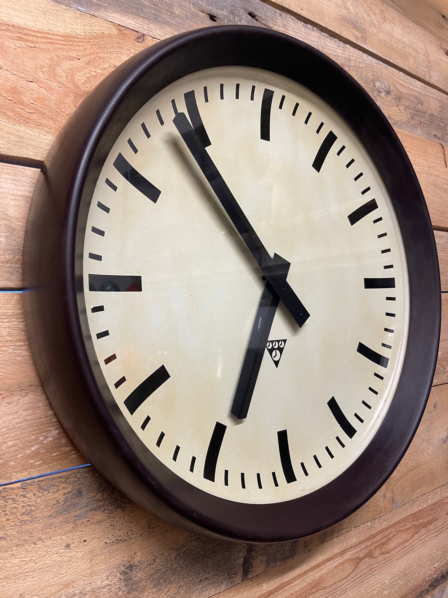 Large Czech 1950s Bakelite Office / Factory Clocks By Pragotron