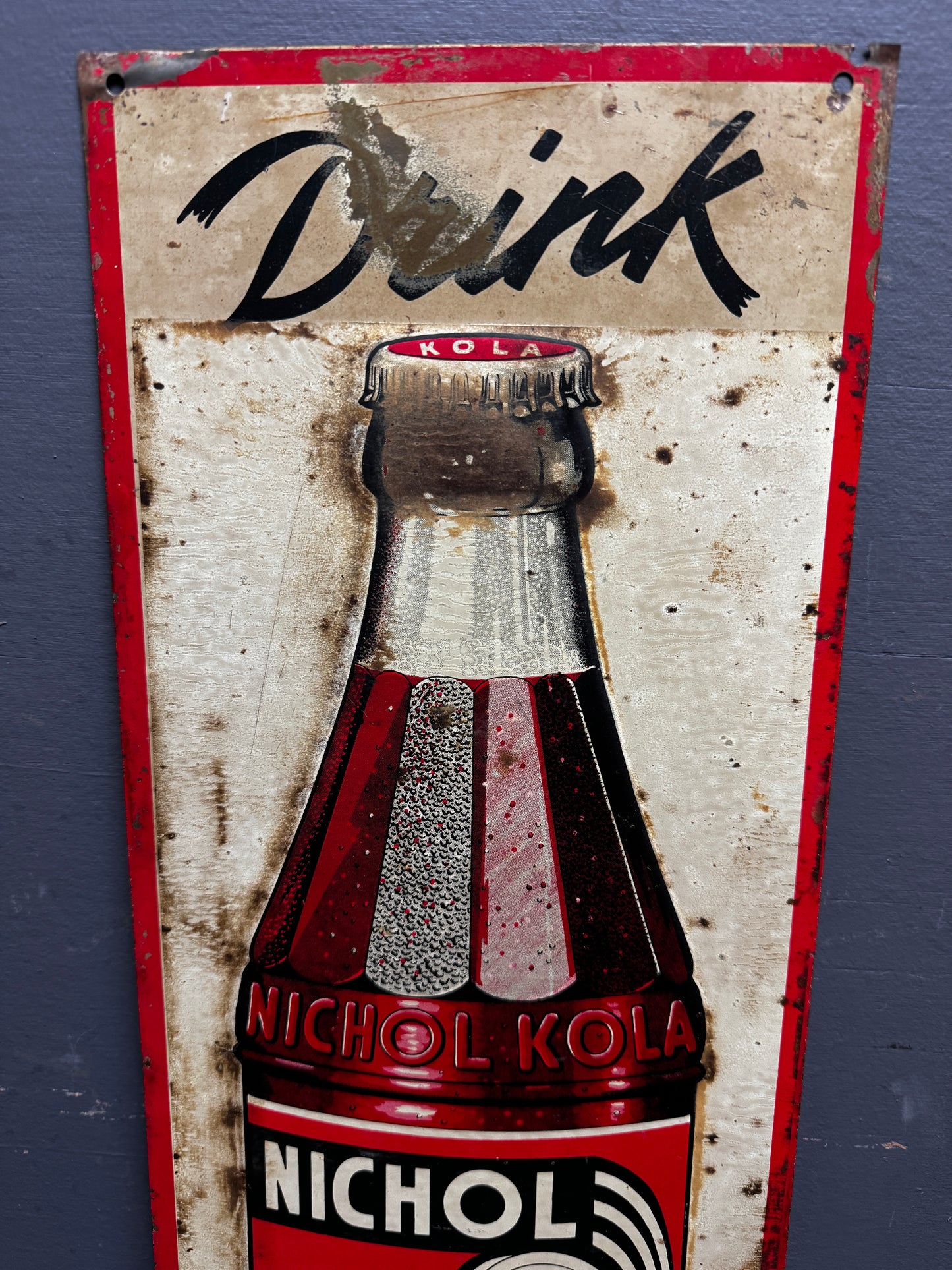 1930s Nichol Kola Embossed Tin Advertising Sign