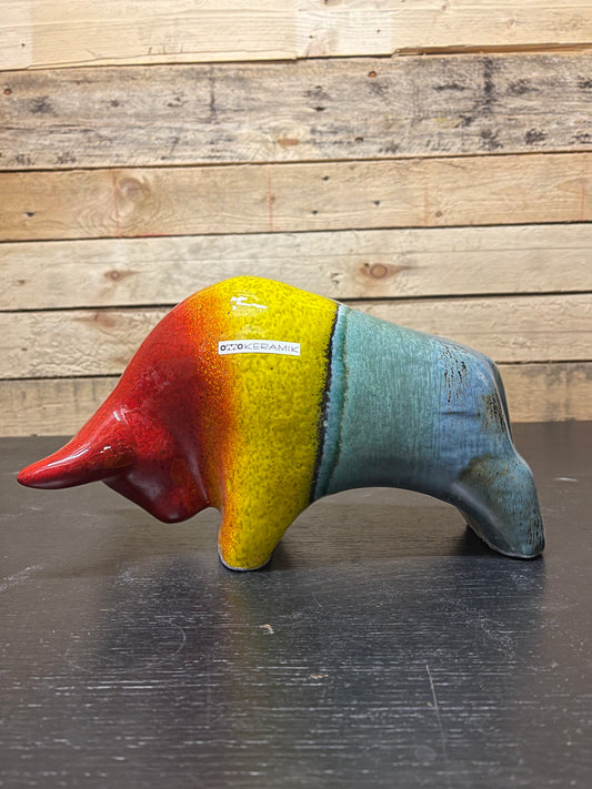 Otto Keramik Large Ceramic Bull West German Pottery Fat Lava