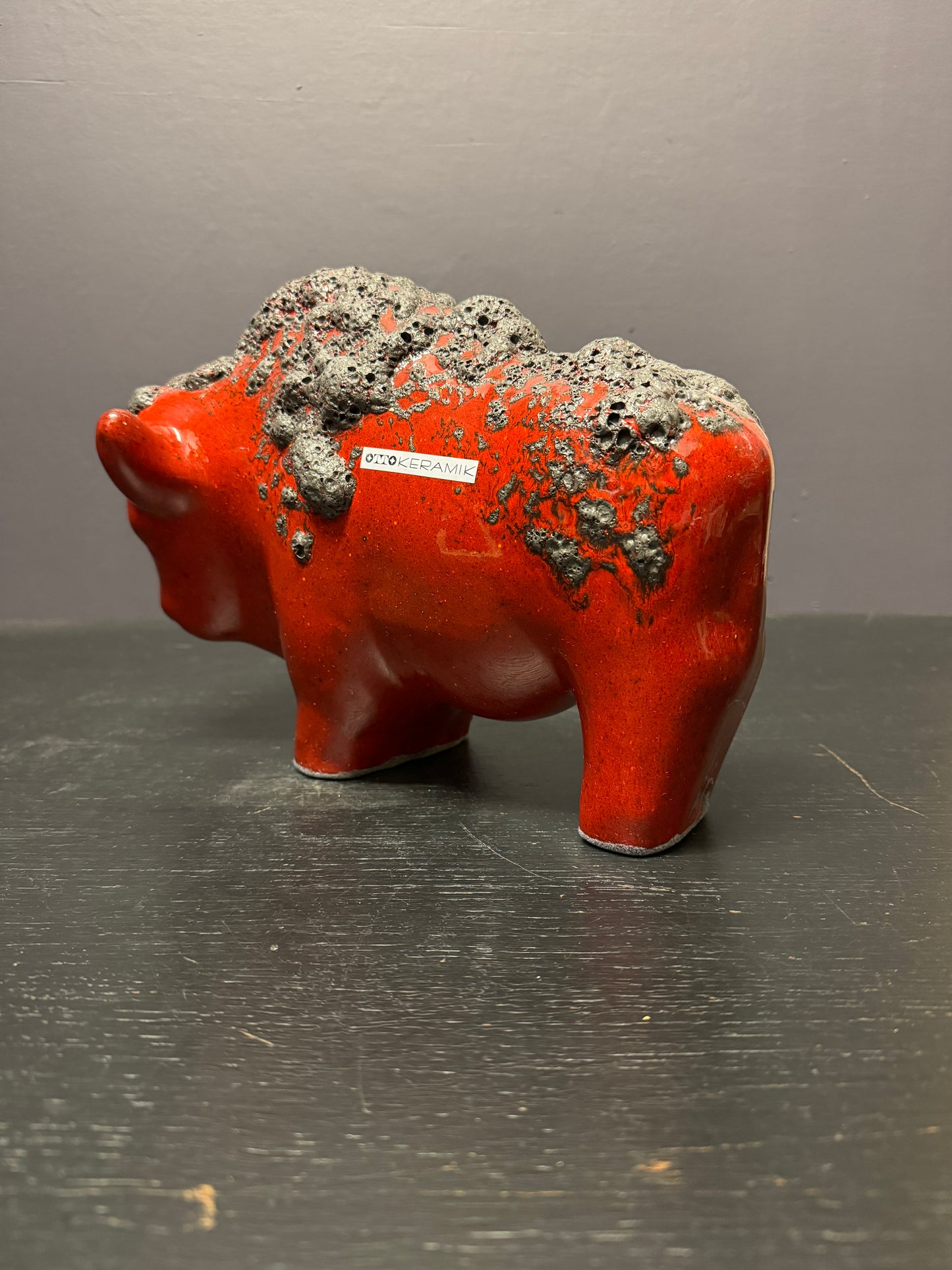 Otto Keramik Large Ceramic Bison West German Pottery Fat Lava