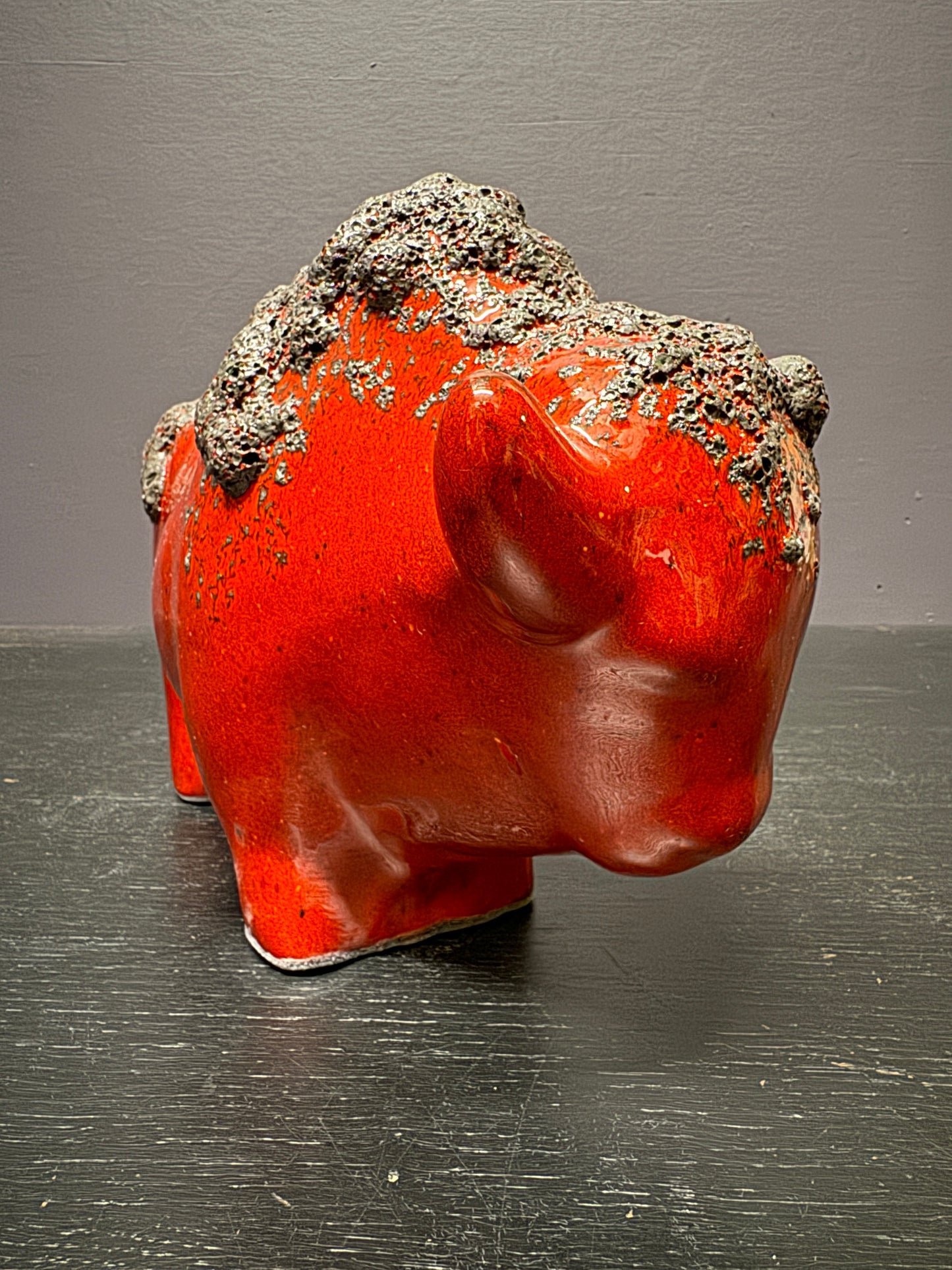 Otto Keramik Large Ceramic Bison West German Pottery Fat Lava