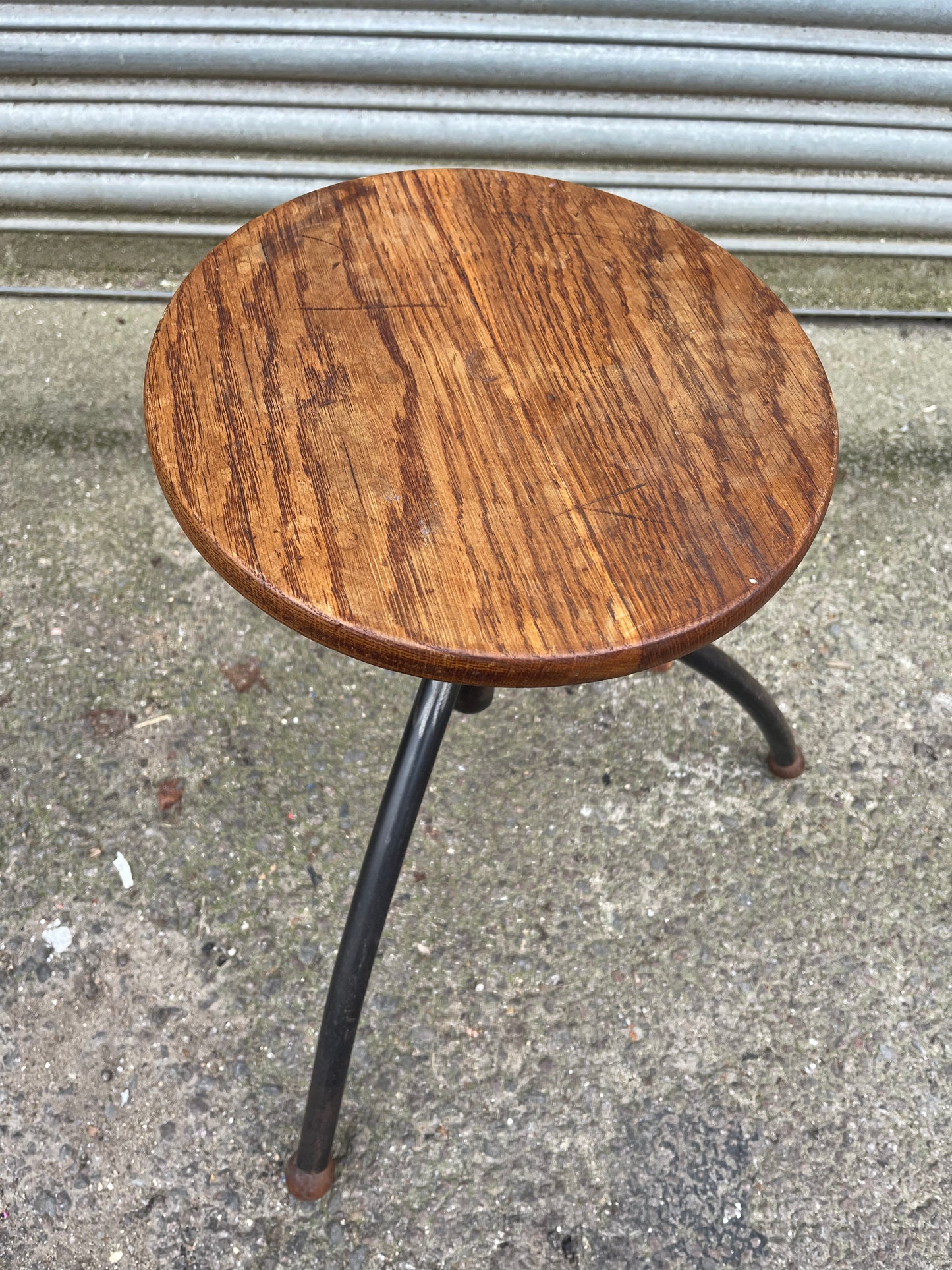 1950s Polish Adjustable Industrial Work Stool