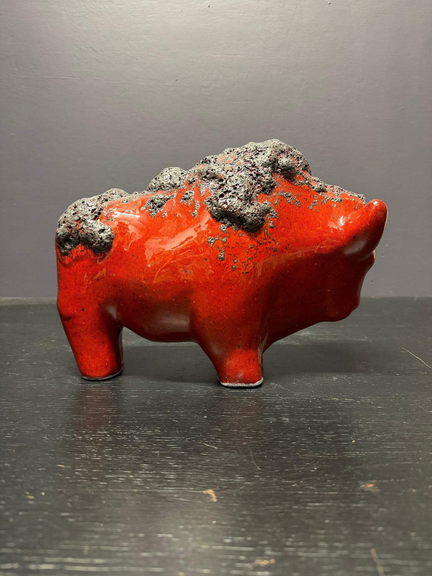 Otto Keramik Large Ceramic Bison West German Pottery Fat Lava