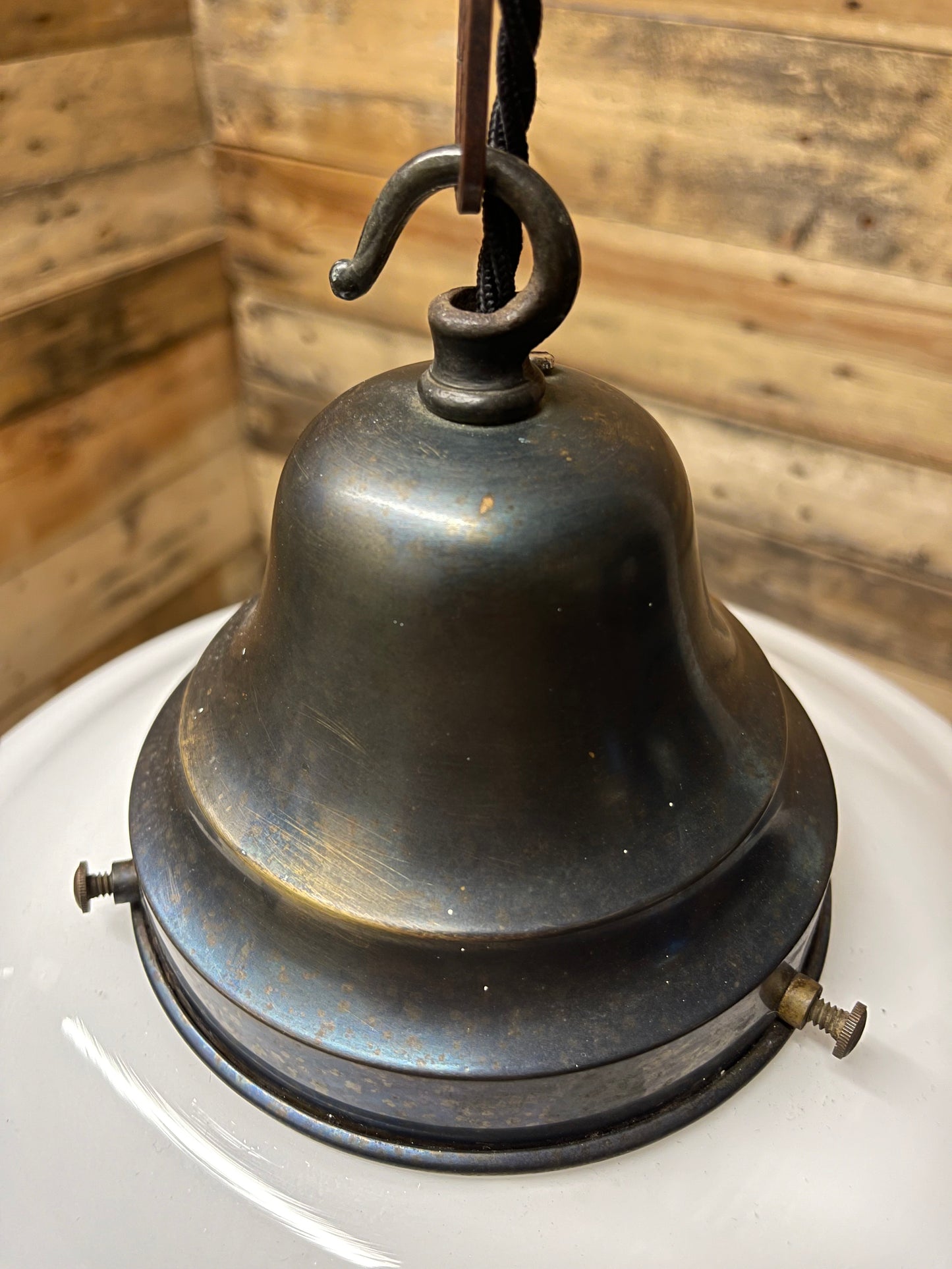 1930s British Made Opaline Pendant Light