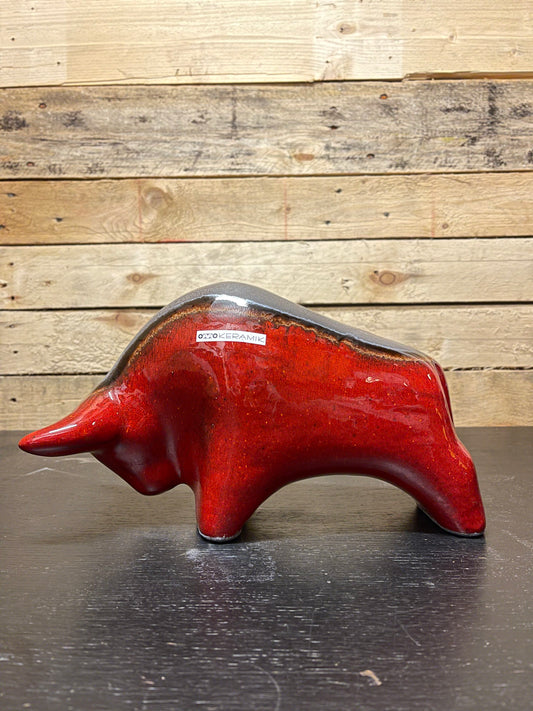 Otto Keramik Large Ceramic Bull West German Pottery Fat Lava
