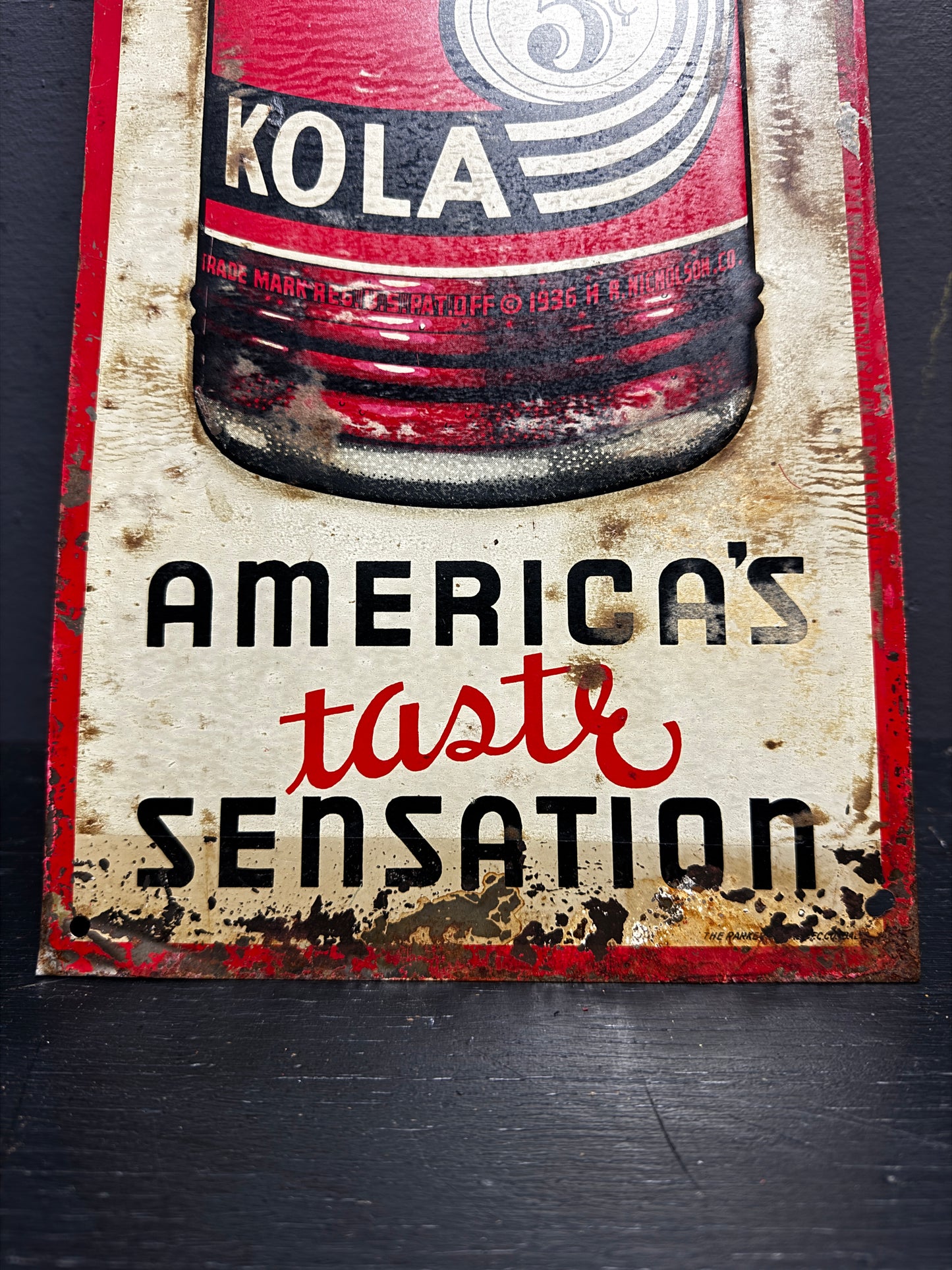 1930s Nichol Kola Embossed Tin Advertising Sign