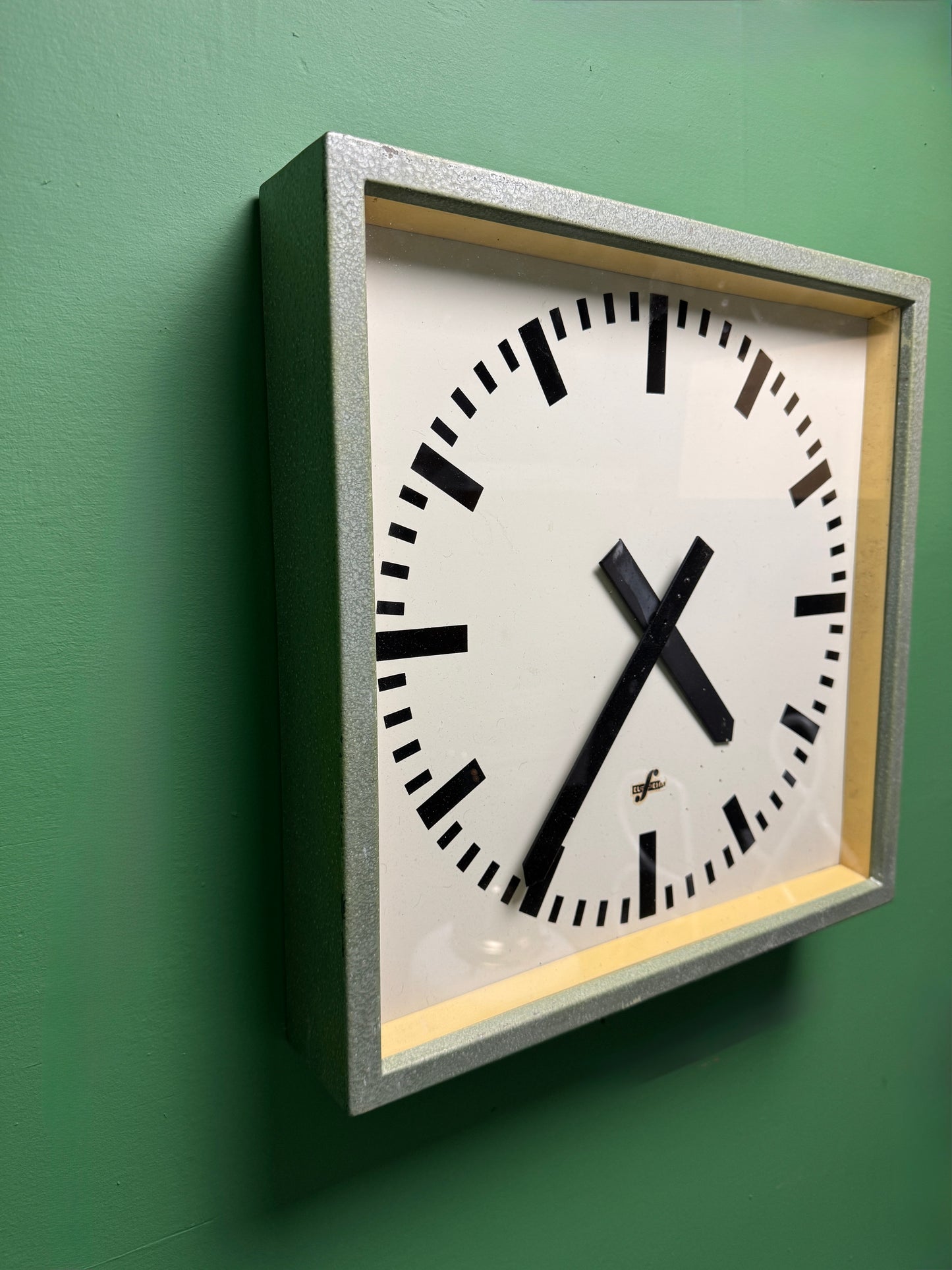 Large 1960's East German Industrial Factory Clocks By Elfema