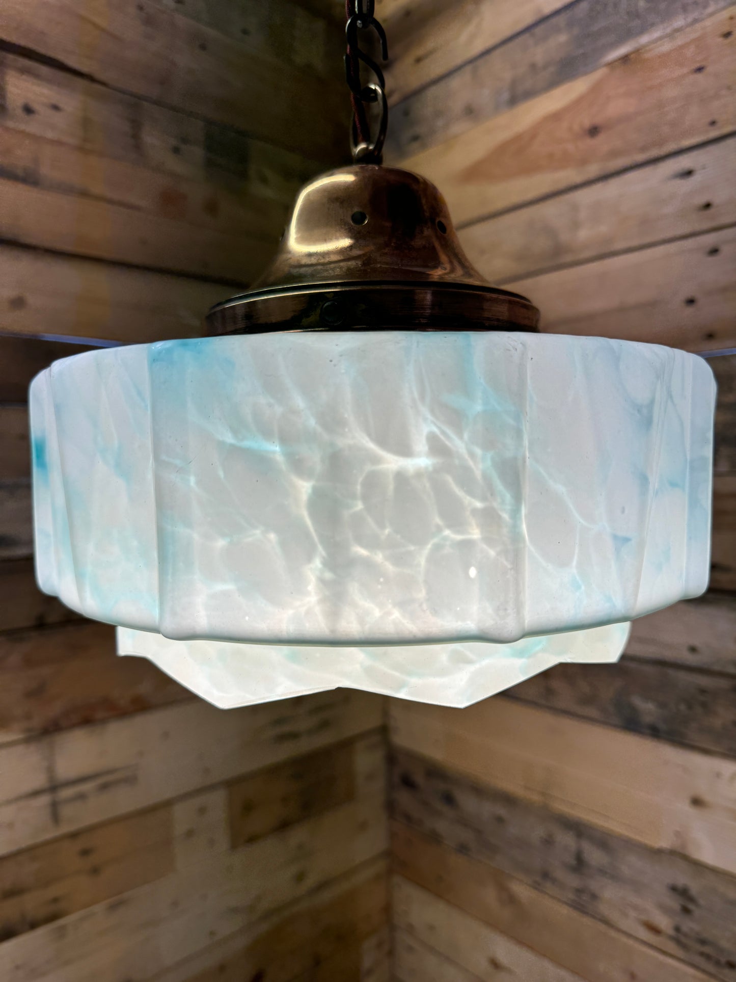 1930s Art Deco Italian Glass Pendant Light
