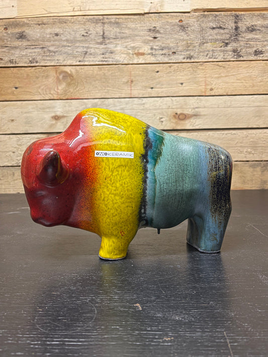 Otto Keramik Large Ceramic Bison West German Pottery Fat Lava