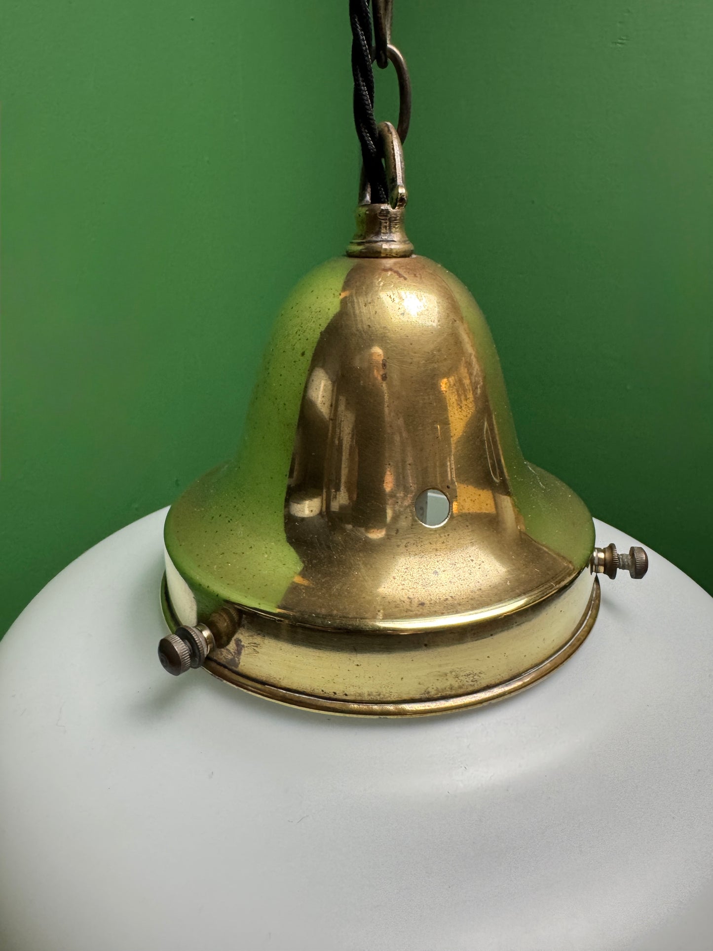 1930s Opaline Pendant Lights With Original Diffusers