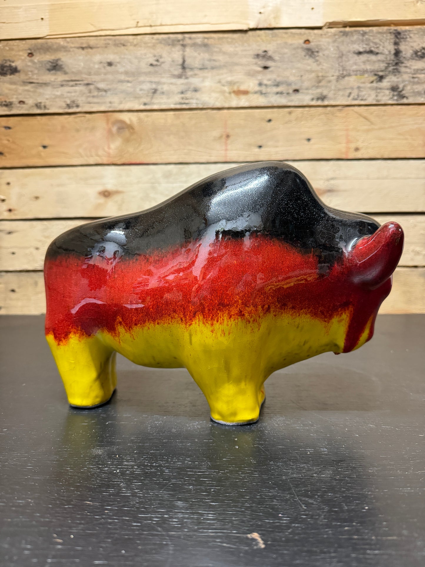 Otto Keramik Large Ceramic Bison West German Pottery Fat Lava