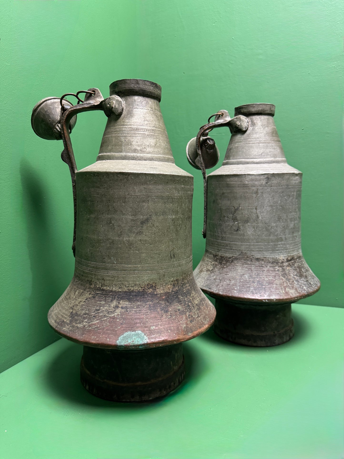 Circa 1930s Turkish Hand Beaten Copper Ablution Jugs