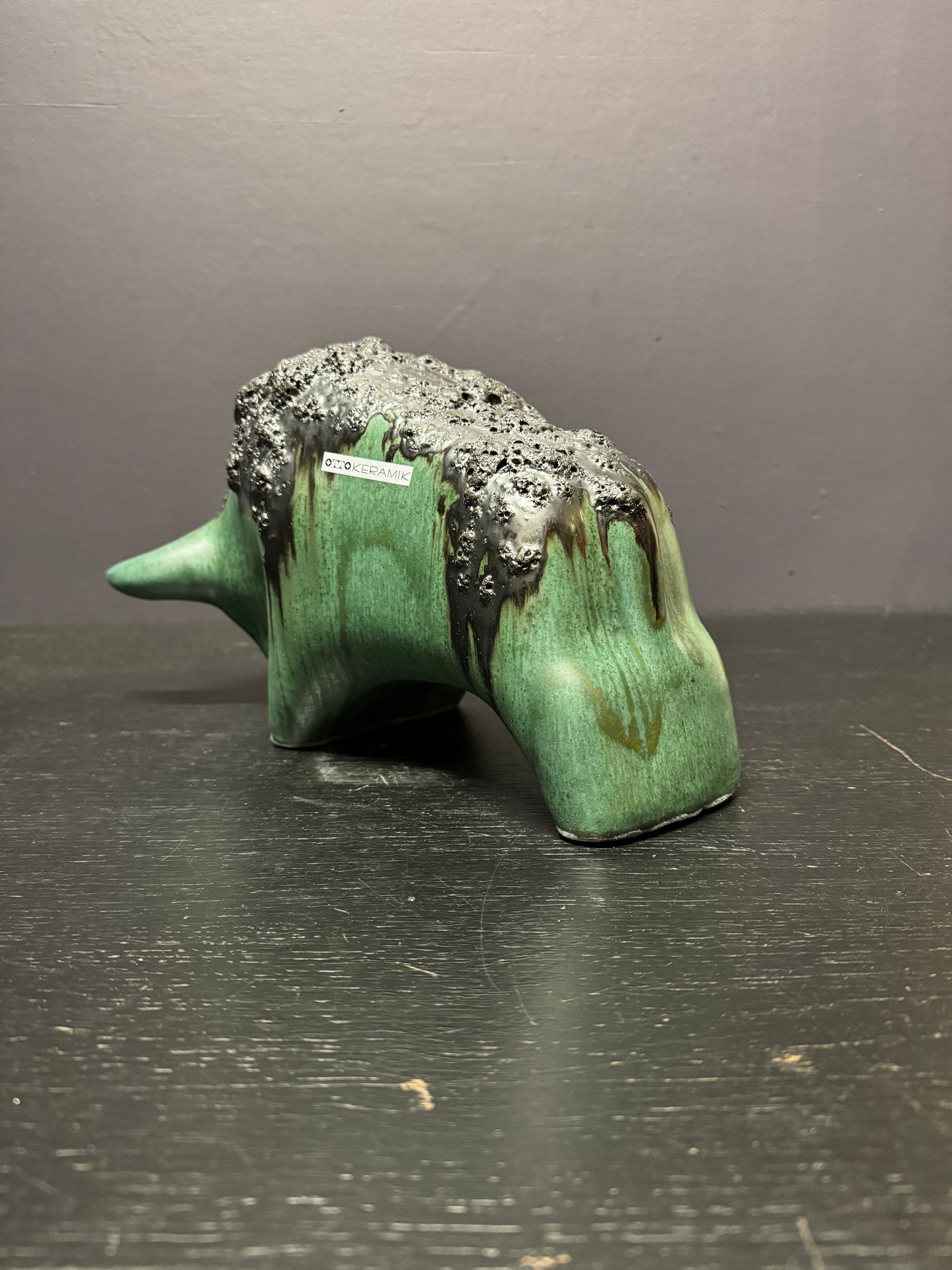 Otto Keramik Large Ceramic Bull West German Pottery Fat Lava