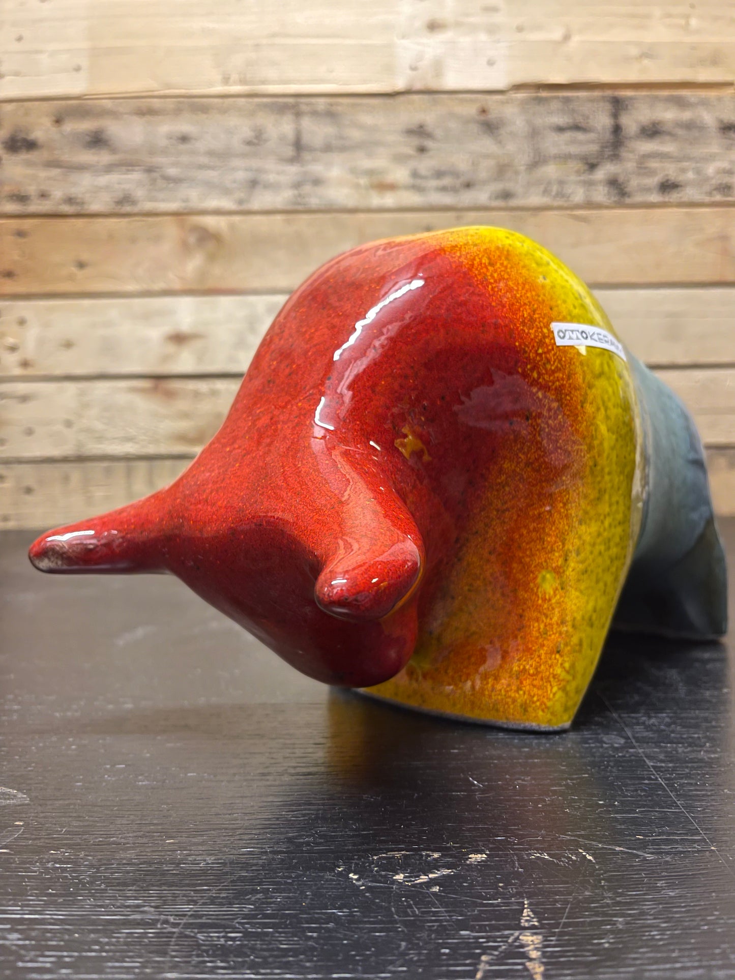 Otto Keramik Large Ceramic Bull West German Pottery Fat Lava