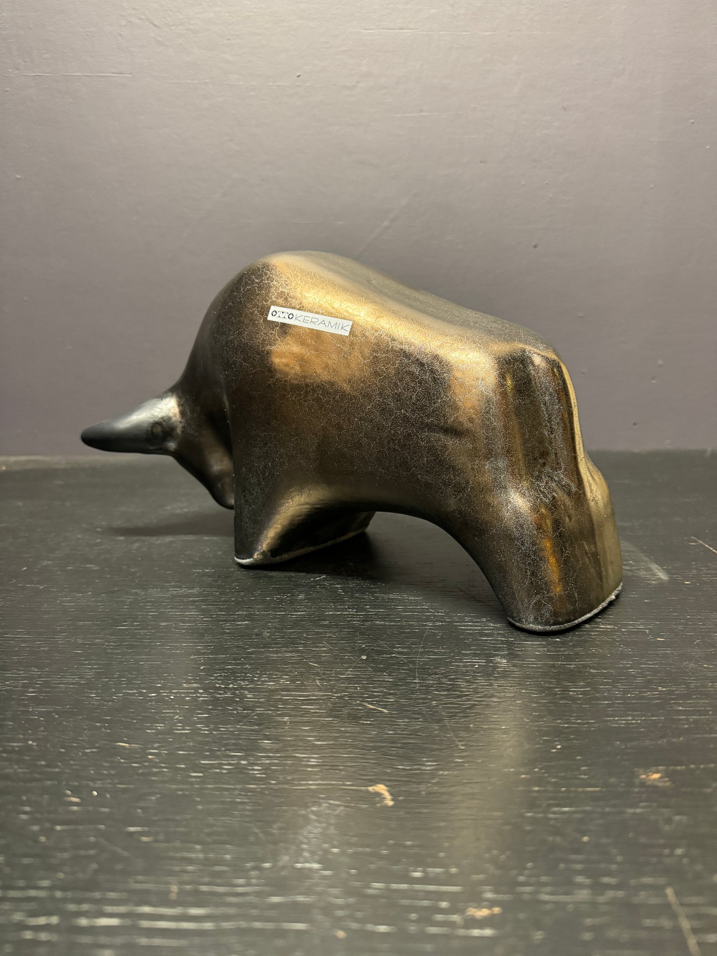 Otto Keramik Large Ceramic Bull West German Pottery Fat Lava