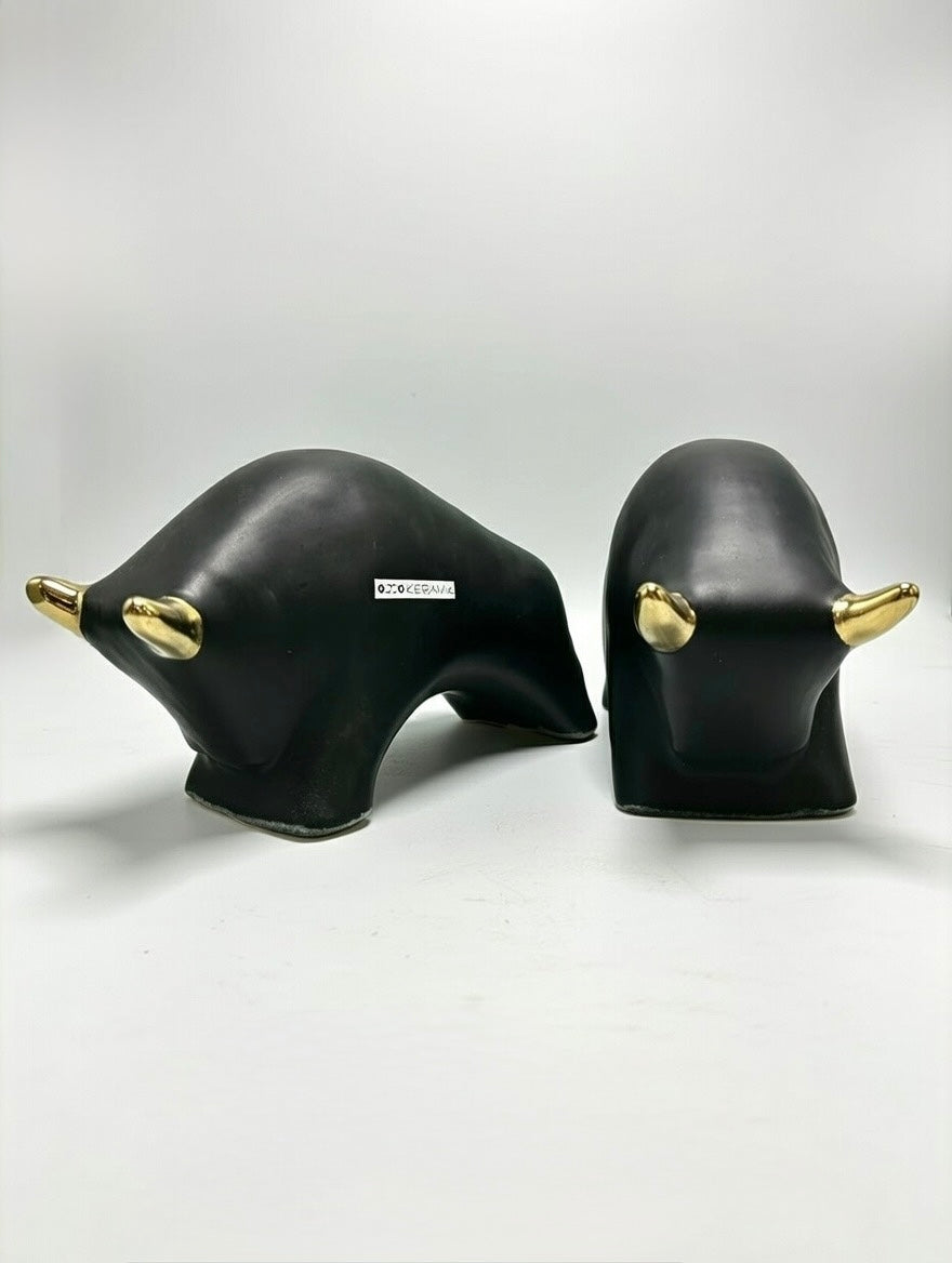 Otto Keramik Gold Edition Ceramic Bull West German Pottery Fat Lava