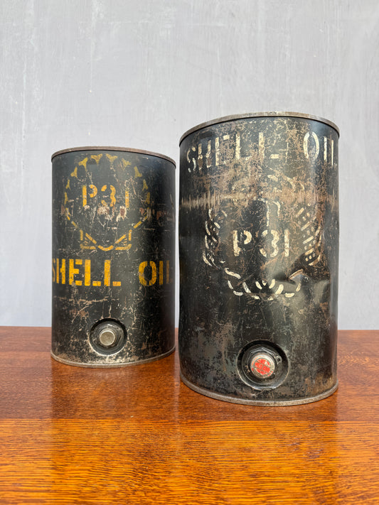 1930s Shell Oil Cans.