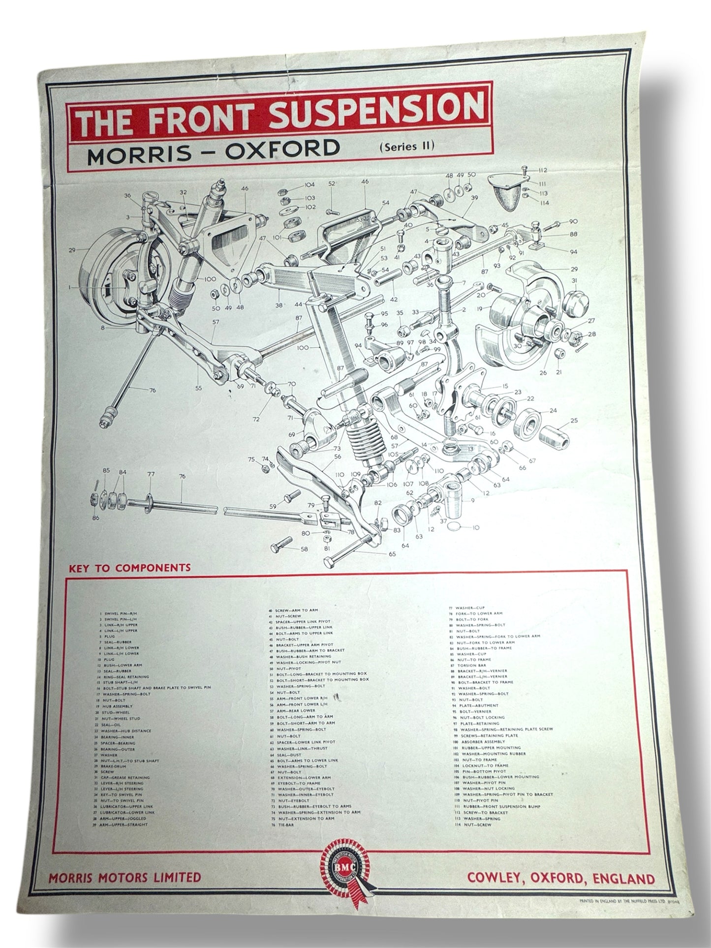 B.M.C. British Motor Corporation Educational Poster Circa 1950s