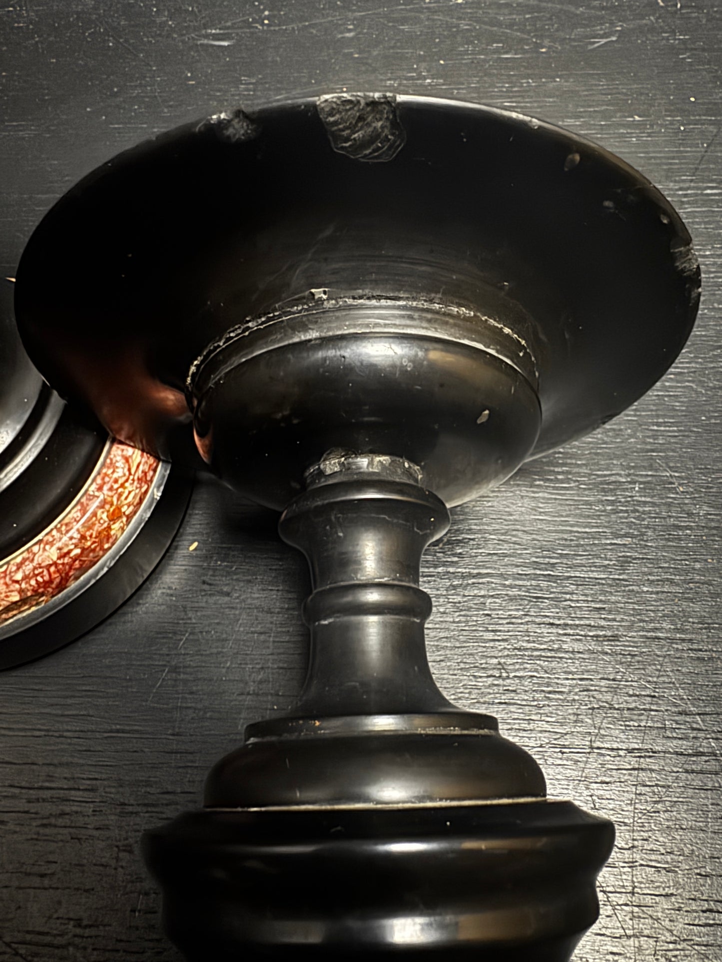 Mid 1800s Pair Of French Turned Black Marble Candle Sticks