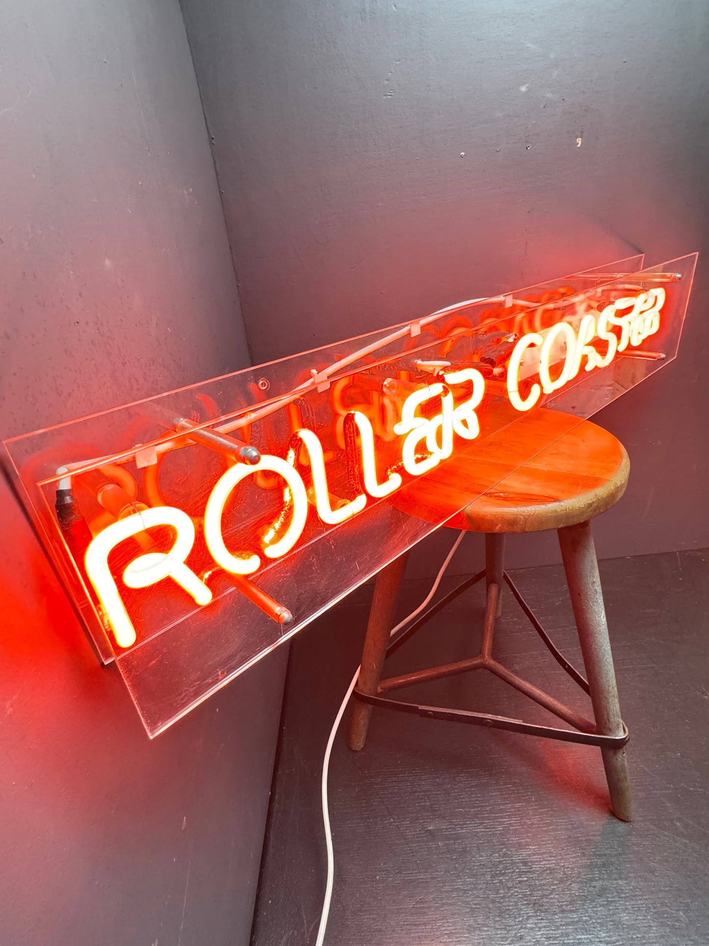 Circa 1970s Fun Fair Roller Coaster Neon Sign