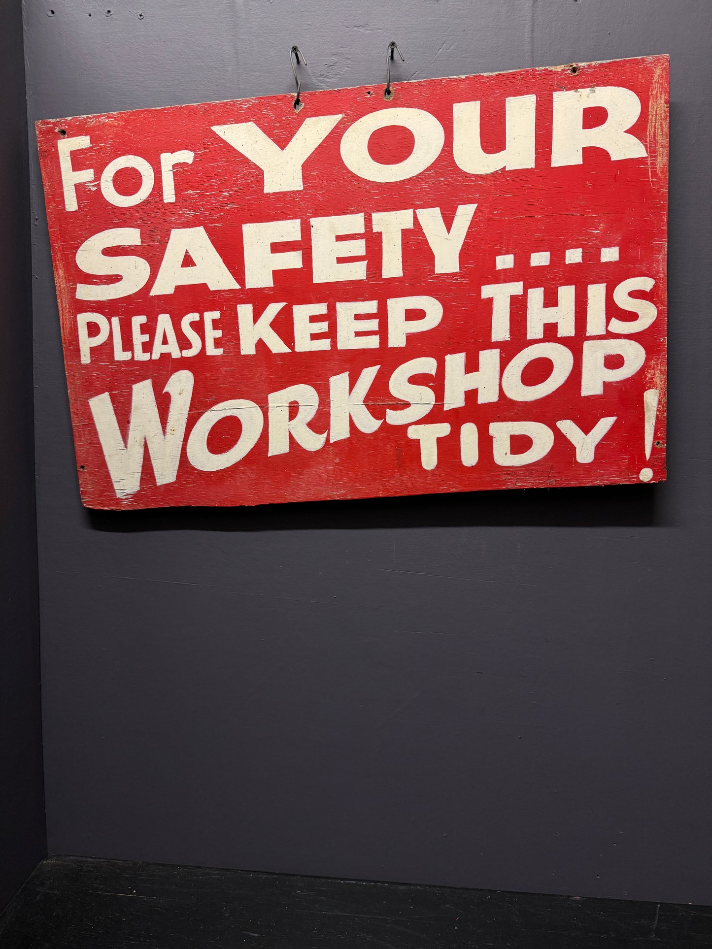 1950s Hand Painted Train Mechanics Wokshop Sign