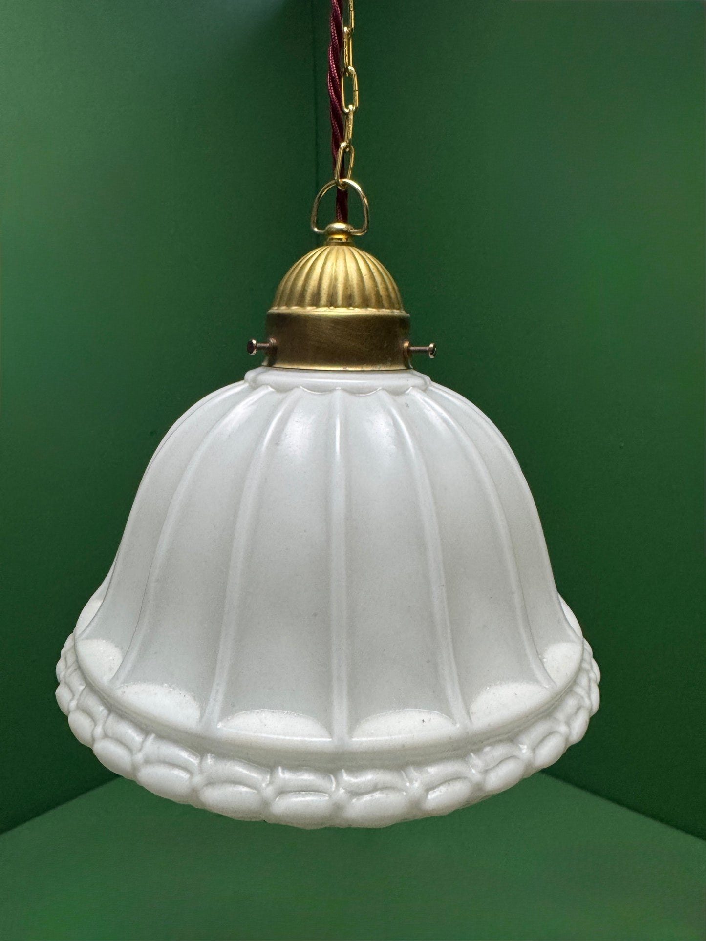 1920s Opal Glass Pendant Light