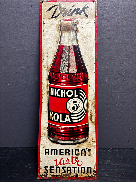 1930s Nichol Kola Embossed Tin Advertising Sign