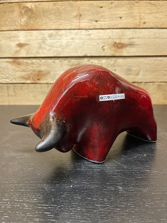 Otto Keramik Medium Ceramic Bull West German Pottery Fat Lava