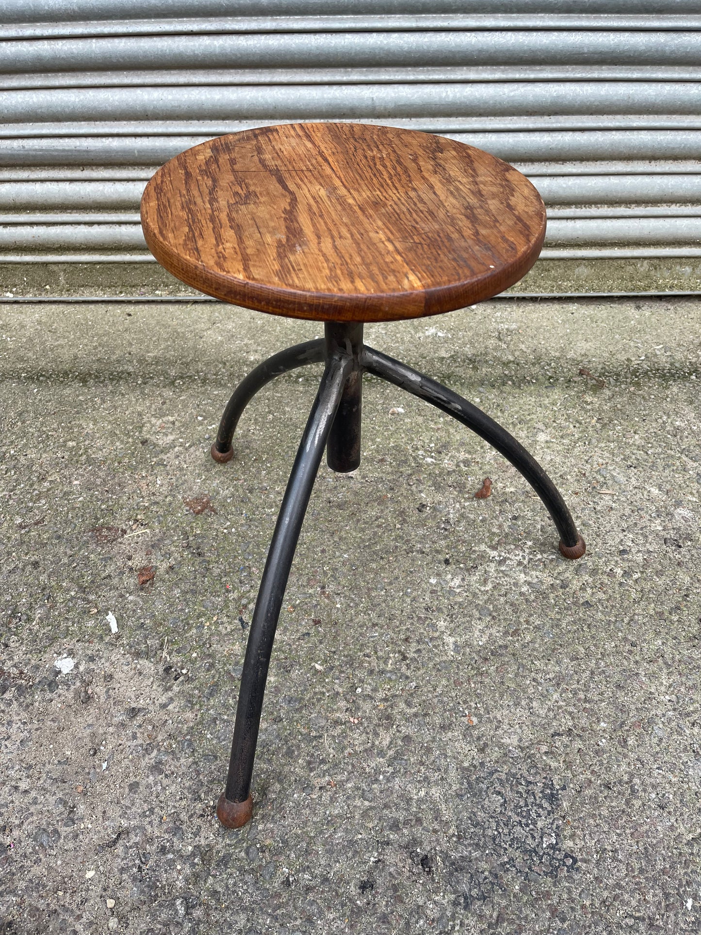 1950s Polish Adjustable Industrial Work Stool