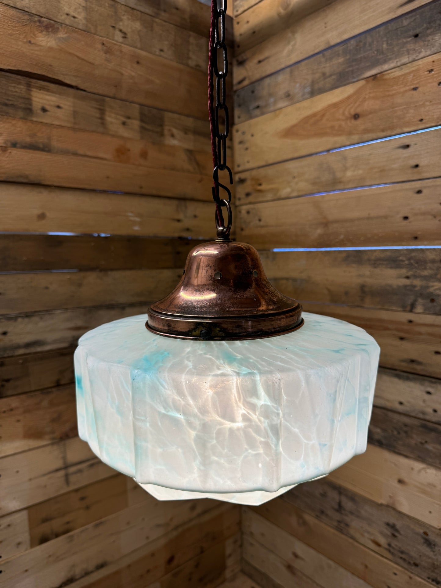 1930s Art Deco Italian Glass Pendant Light
