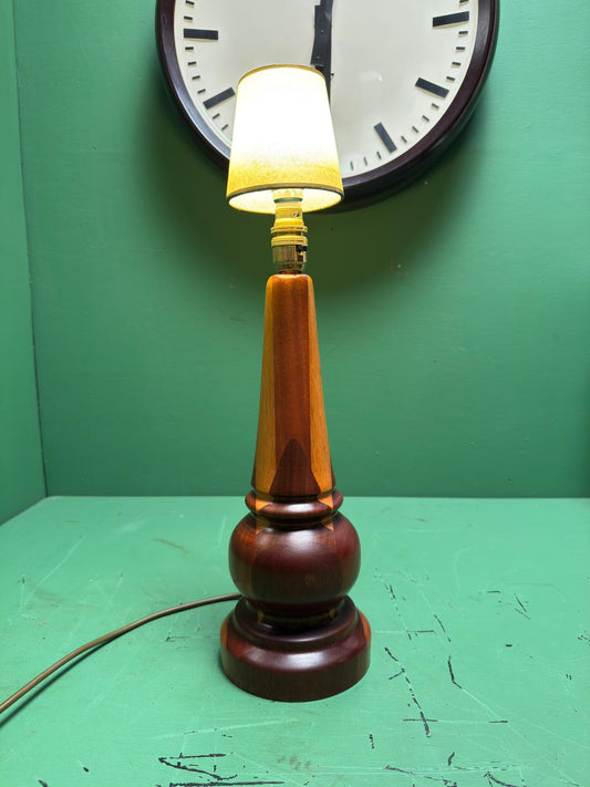 Mid Century 1960s Scandinavian Turned Teak Table Lamp