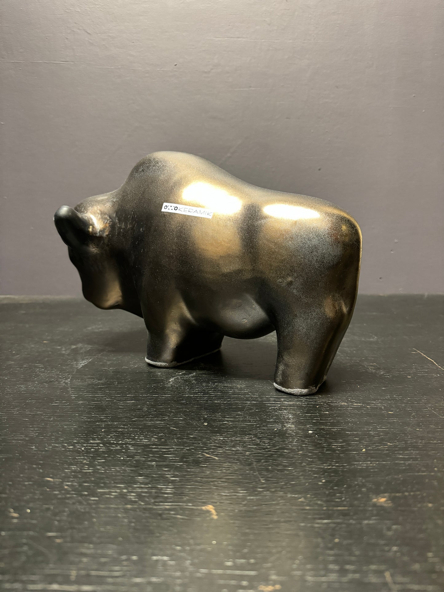 Otto Keramik Large Ceramic Bison West German Pottery Fat Lava