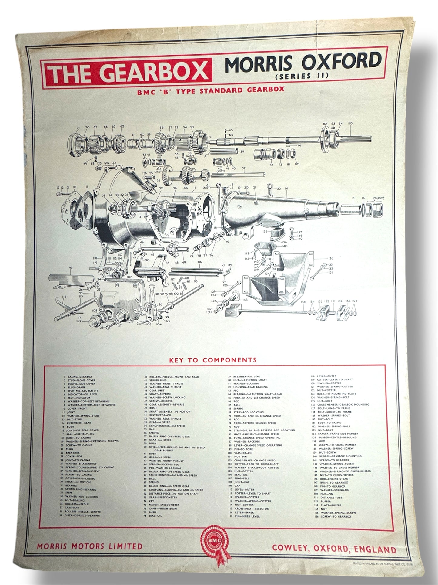B.M.C. British Motor Corporation Educational Poster Circa 1950s