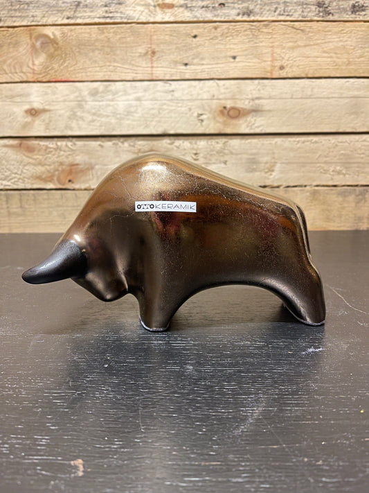 Otto Keramik Medium Ceramic Bull West German Pottery Fat Lava